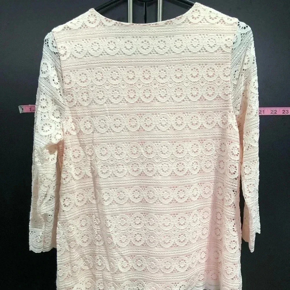 Charter Club Lace Overlay,scalloped hem & cuffs,lined long sleeve boatneck,blush - Picture 6 of 8